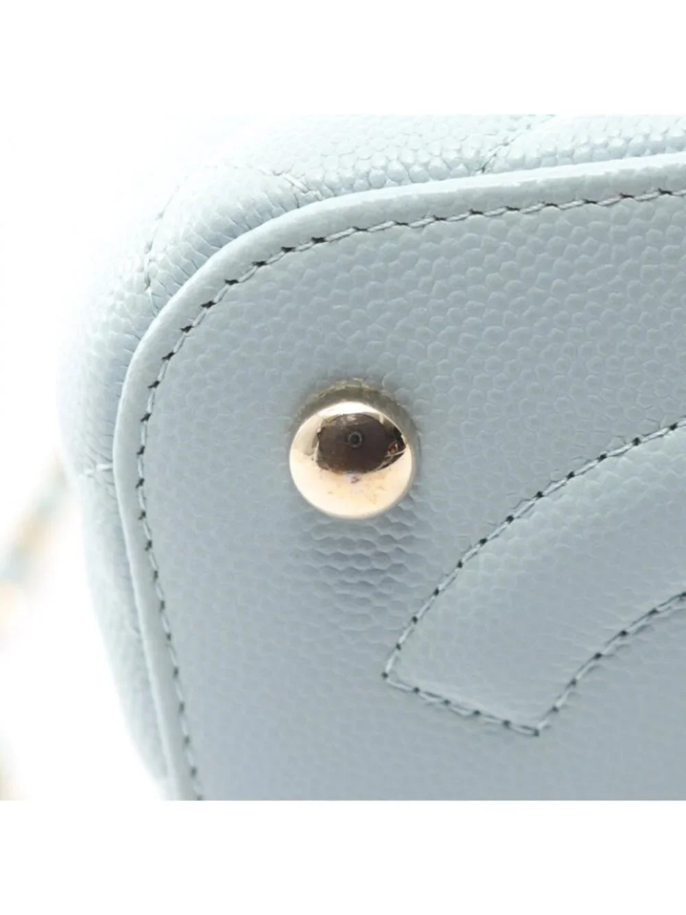 Chanel Shoulder Bag Quilted 2-Way Light Blue Caviar Leather Vanity Chain